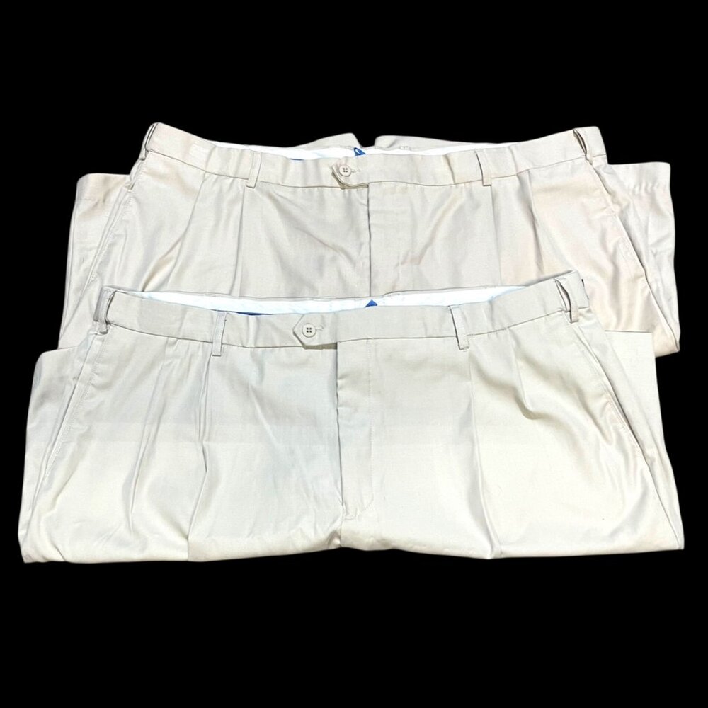 Lot 2 Pair Bocaccio Golf Men's Pleated Shorts 46 Khaki Beige Casual Sport Pocket